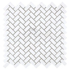 White Herringbone Mosaic Tile in Thassos Supreme 5/8X1 1/4 Herringbone Marble Finish