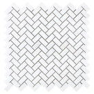 White herringbone tile pattern from Thassos Supreme Mini Mosaic Marble Polished or Honed