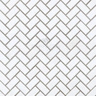 White herringbone tile pattern from Thassos Supreme Mini Mosaic Marble polished or honed