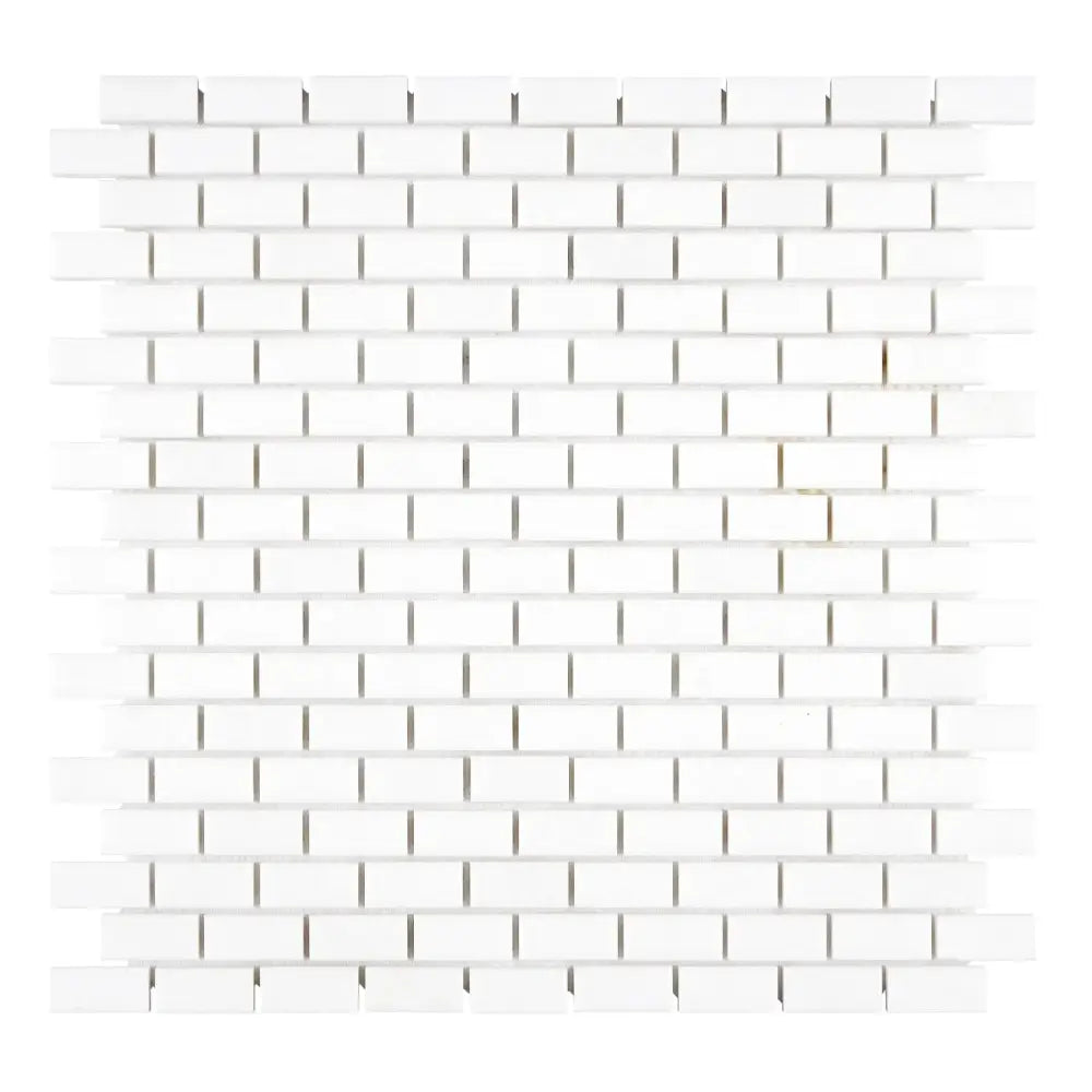 White brick mosaic tile sheet from Thassos Supreme 5/8X1 1/4 Mini-Brick Marble