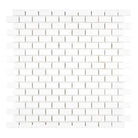 White brick mosaic tile sheet from Thassos Supreme 5/8X1 1/4 Mini-Brick Marble