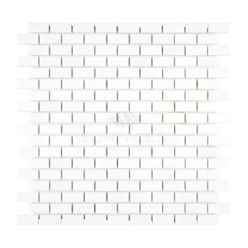White brick mosaic tile from Thassos Supreme 5/8X1 1/4 Mini-Brick Marble polished or honed