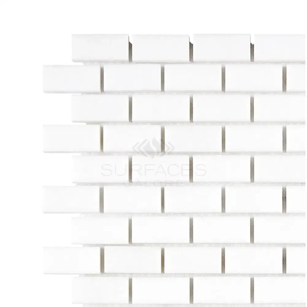 White brick mosaic tile from Thassos Supreme marble collection for elegant wall and floor designs