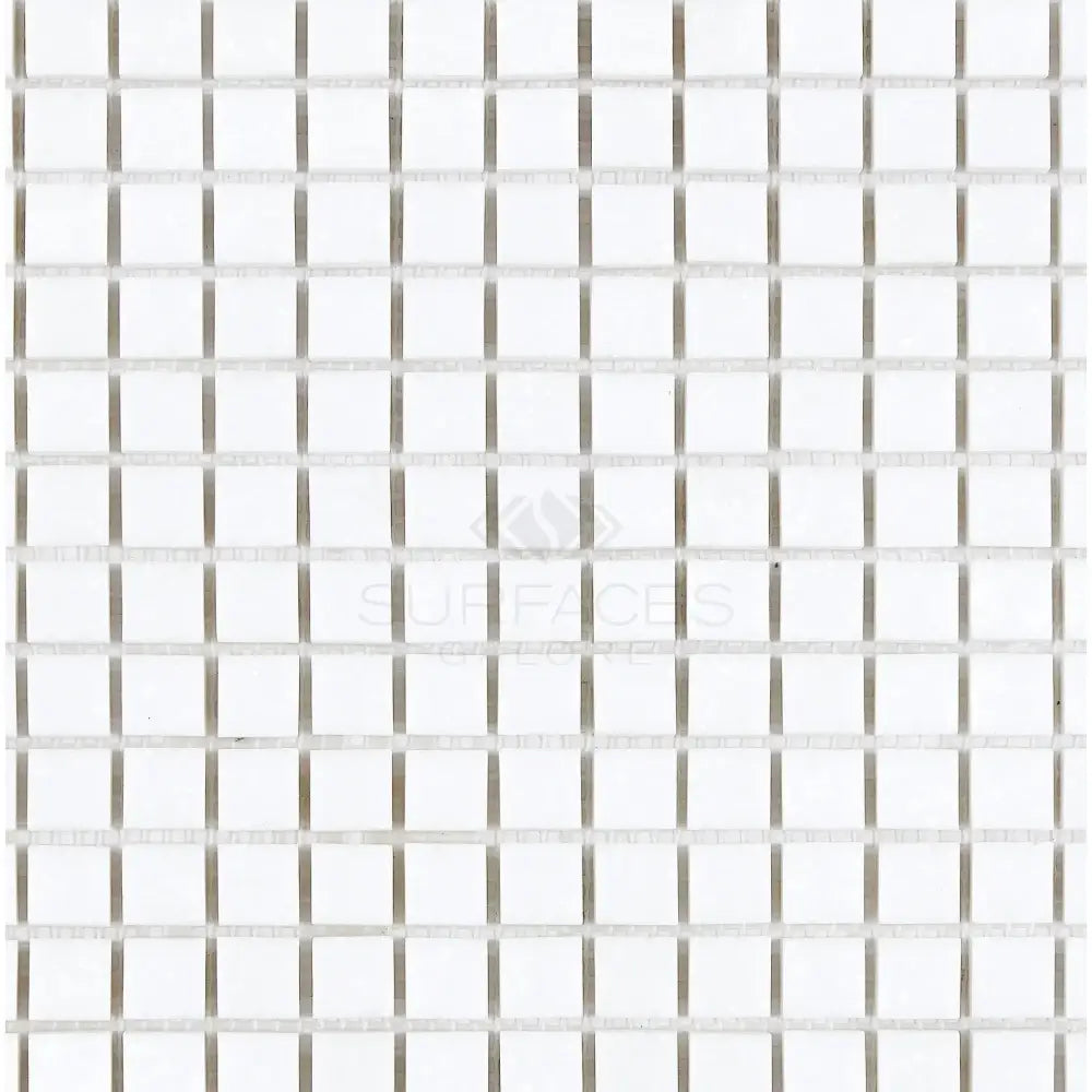White square mosaic tile sheet for Thassos Supreme 5/8X5/8 Marble Polished or Honed