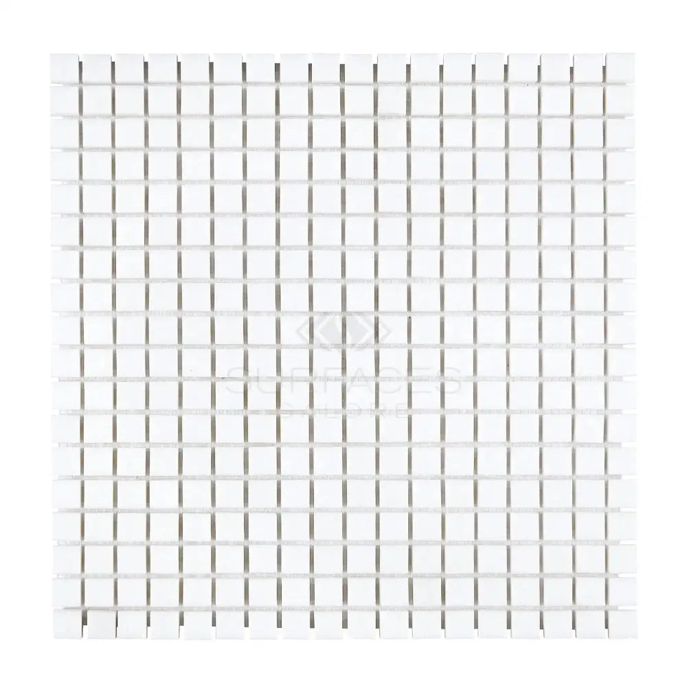 White square mosaic tile sheet from Thassos Supreme Marble for polished or honed finishes