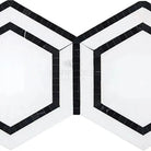 Black and white hexagon mosaic tile from Thassos Supreme 5-inch combination for elegant flooring