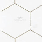 White hexagonal tiles from Thassos Supreme 5 inch Hexagon Mosaic Marble collection