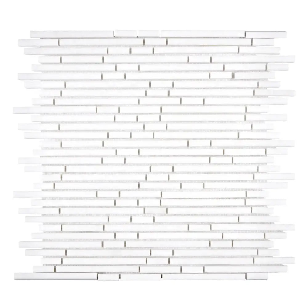 White linear mosaic tile from Thassos Supreme Bamboo Sticks collection