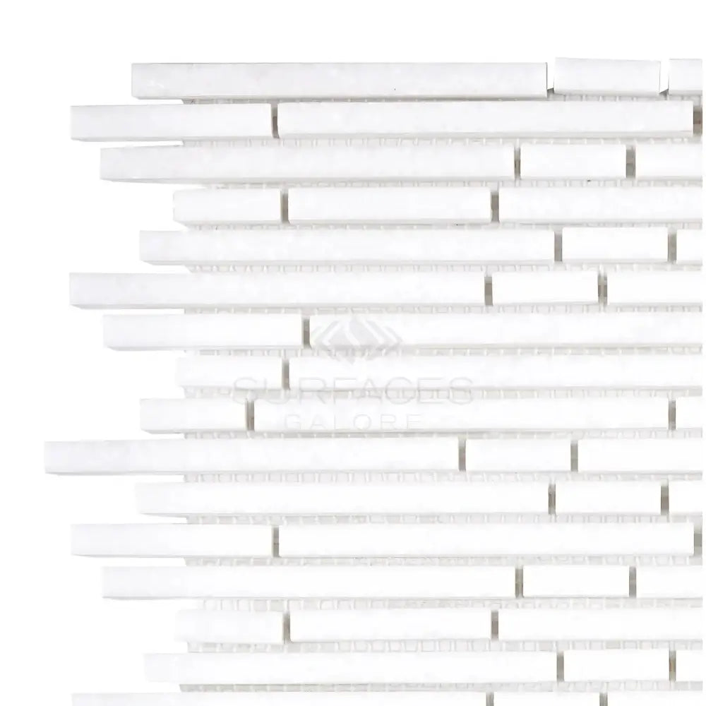 White linear mosaic tile from Thassos Supreme Bamboo Sticks collection for elegant design
