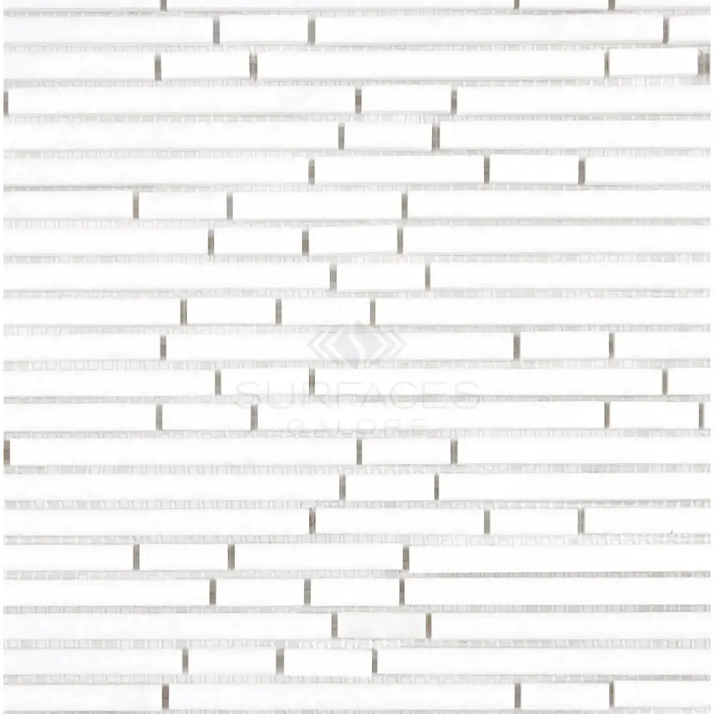 White mosaic tile pattern for Thassos Supreme Supreme Bamboo Sticks Marble Mosaic