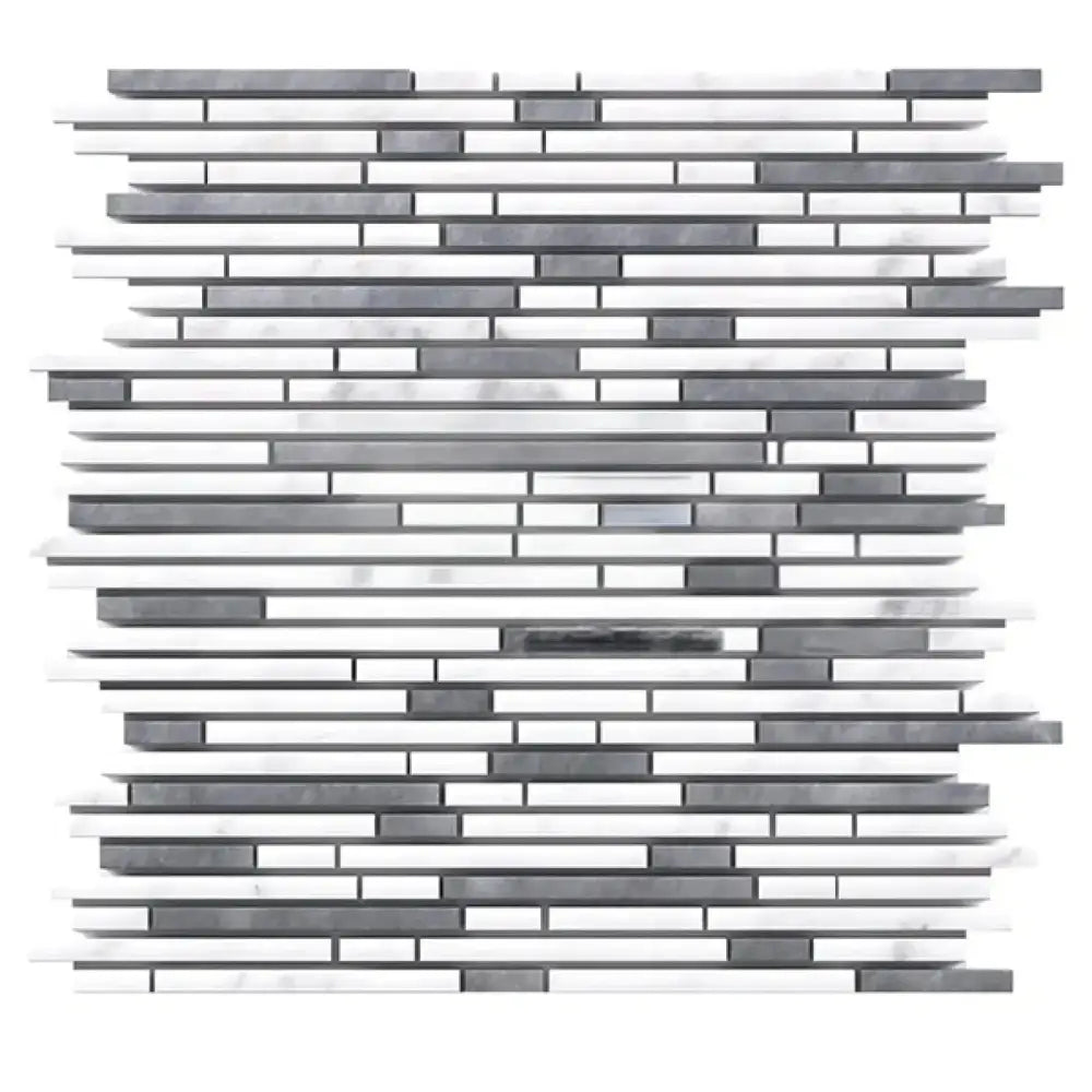 Rectangular mosaic tile sheet featuring Thassos Supreme Bamboo Sticks in marble finish