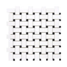 Woven white and black mosaic tile from Thassos Supreme Basketweave Marble Mosaic