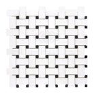 Woven white and black mosaic tile from Thassos Supreme Basketweave Mosaic collection
