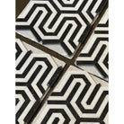 Black and white geometric tiles in Thassos Supreme Berlinetta Marble Mosaic