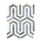 Geometric patterned marble tile from Thassos Supreme Berlinetta Blue-Gray mosaic