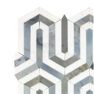 Hexagonal Thassos Supreme Berlinetta marble mosaic tile pattern in blue-gray finish
