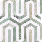 Geometric green and white tile pattern from Thassos Supreme Berlinetta Mosaic Marble