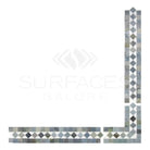 Mosaic tile corner border from Thassos Supreme BIAS Border Corner with Blue-Gray Marble