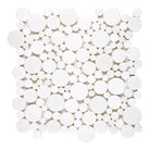 White circular mosaic tile pattern in Thassos Supreme Bubbles Mosaic Marble