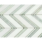 Chevron patterned tile from Thassos Supreme Mosaic Marble in Ming-Green finish