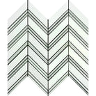 Chevron patterned marble tile from Thassos Supreme with Ming-Green accents