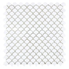 White scallop tile mosaic from Thassos Supreme Supreme FAN Raindrop Marble collection
