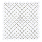 White scallop tile mosaic from Thassos Supreme Supreme FAN Raindrop Marble collection