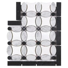 Mosaic tile with black and white pattern from Thassos Supreme Florida Flower Border Corner Marble