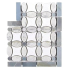 Mosaic tile sheet with oval and round Thassos marble pieces for Florida Flower Border corner