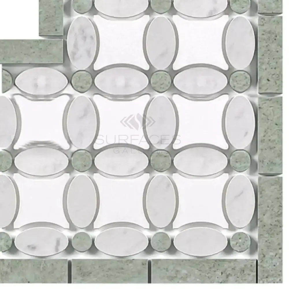 Thassos Supreme Florida Flower Border CORNER (Ming-Green) Marble-American Stone
