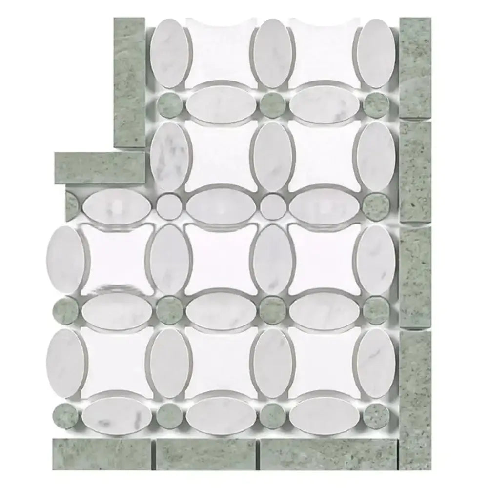 Thassos Supreme Florida Flower Border CORNER (Ming-Green) Marble-American Stone