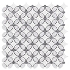 Decorative mosaic tile pattern with Thassos Supreme, White Carrara Oval, and Blue-Gray Dots