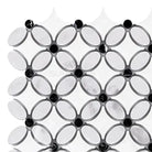 Black and white mosaic tile pattern in Thassos Supreme Florida Flower Mosaic product