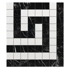 Black and white mosaic tile pattern from Thassos Supreme Greek Key Border Marble
