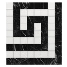 Black and white mosaic tile pattern from Thassos Supreme Greek Key Border Coral