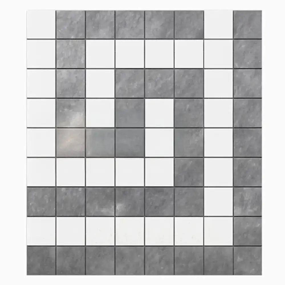 Gray and white tiled square from Thassos Supreme Greek Key Border Corner Marble