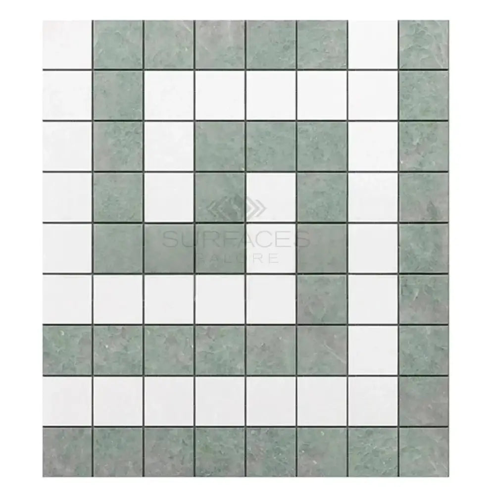 Square mosaic tile pattern from Thassos Supreme Greek Key Border Marble product