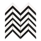 Black and white chevron mosaic tile from Thassos Supreme Large Chevron collection