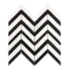 Black and white chevron mosaic tile from Thassos Supreme Large Chevron collection