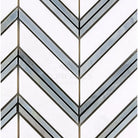Chevron patterned tile in Thassos Supreme Large Chevron Mosaic with Blue-Gray finish