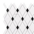 Diamond-patterned tile mosaic from Thassos Supreme Lattice in polished or honed finish