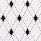 Diamond-patterned Thassos Supreme Lattice Mosaic Marble with black accents