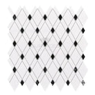 Diamond-patterned mosaic tile sheet from Thassos Supreme Lattice collection featuring polished or honed marble