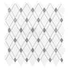 Diamond-patterned white and gray Thassos Supreme Mosaic Marble tile for elegant surfaces