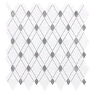 White and gray diamond mosaic tile from Thassos Supreme Lattice collection
