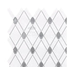 White and gray diamond tile pattern in Thassos Supreme Supreme Lattice mosaic marble