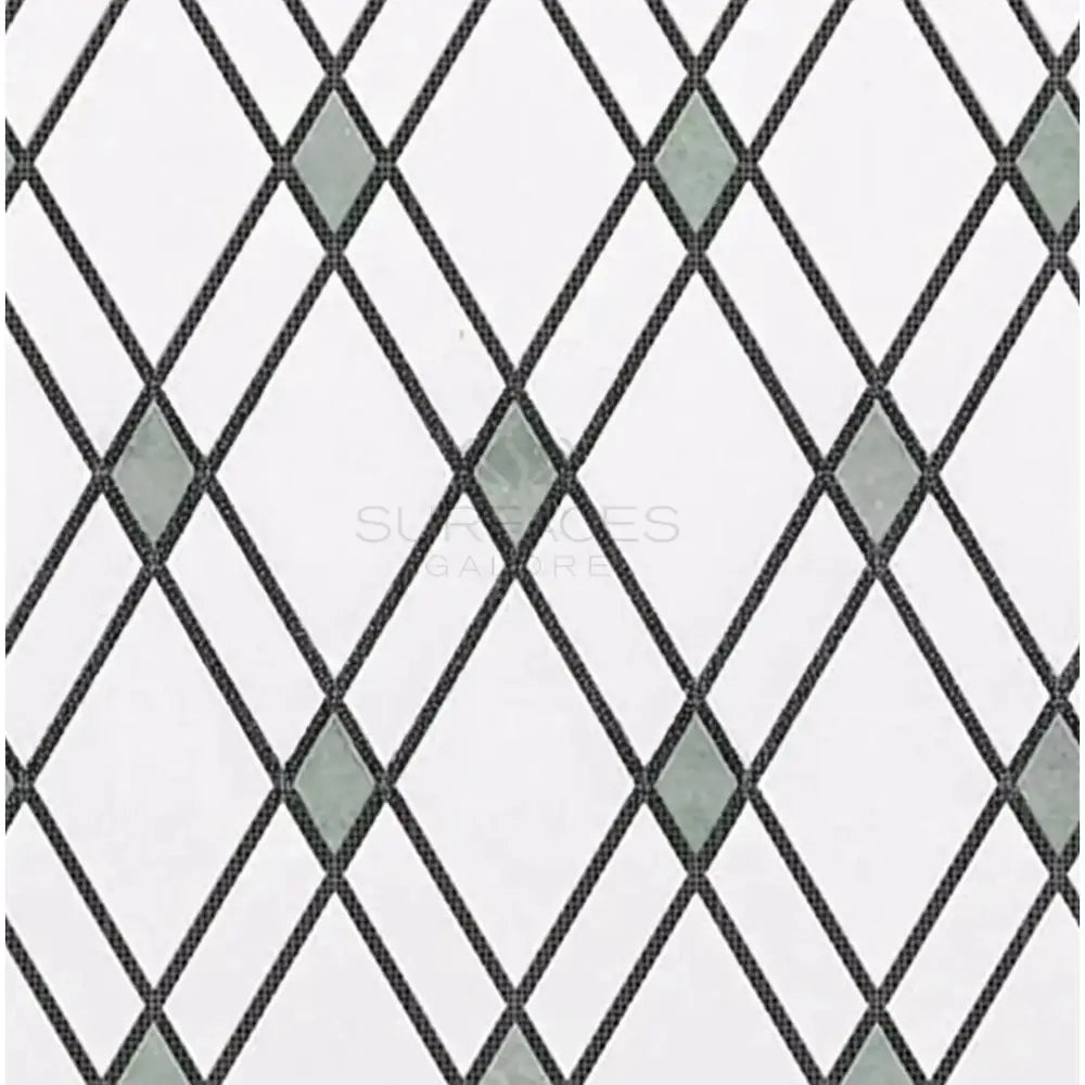 Thassos Supreme Lattice (Thassos Supreme + Mink Green) Mosaic Marble-American Stone