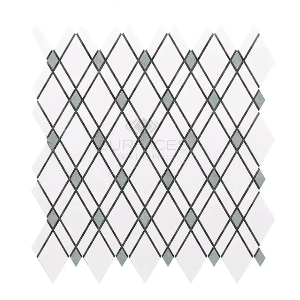 Diamond mosaic tile pattern from Thassos Supreme Supreme Lattice mosaic marble collection