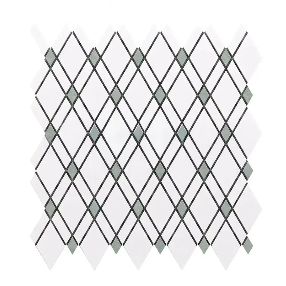 Thassos Supreme Lattice (Thassos Supreme + Mink Green) Mosaic Marble-American Stone