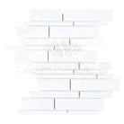 White rectangular mosaic tile sheet from Thassos Supreme Manhattan Mosaic Marble collection